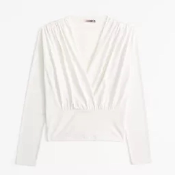 Abercrombie & Fitch Tops - Abercrombie & Fitch White Ruched Wrap Blouse